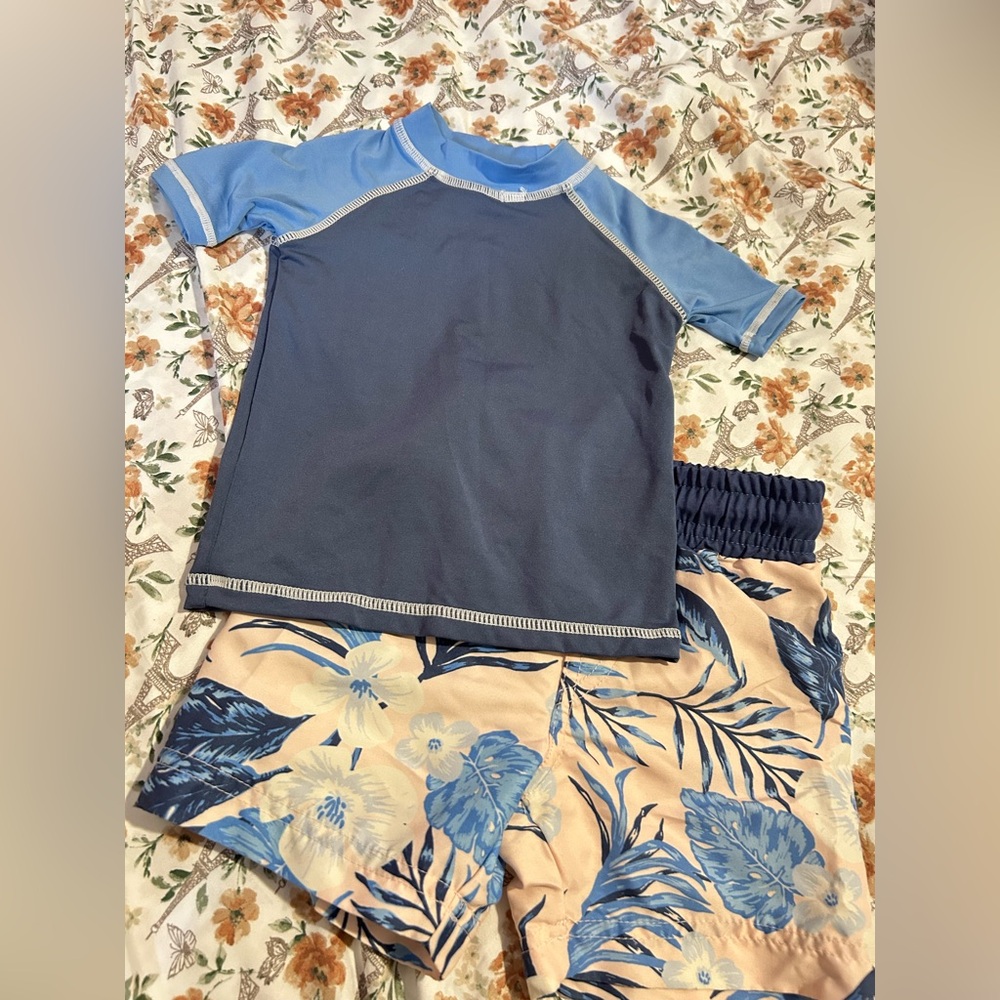 TOMMY BAHAMA BOYS SWIM TRUNK SET WITH RASHGUARD